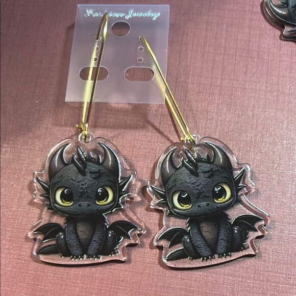 Black Dragon Earrings - Picture 1 of 1
